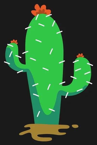 Ökenväxt Med Törnen Blommande Kaktus — Stock vektor