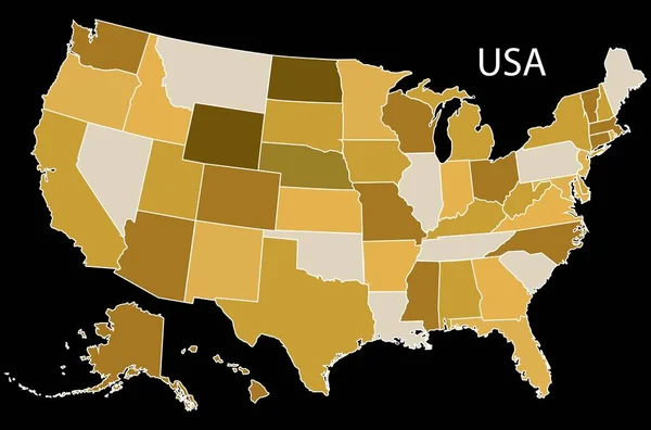 Mapa Usa Państw Wektor Ilustracji — Wektor stockowy