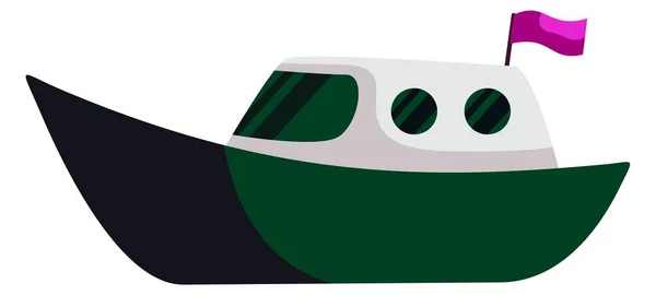 Navio Verde Com Bandeira Ilustração Vetorial —  Vetores de Stock