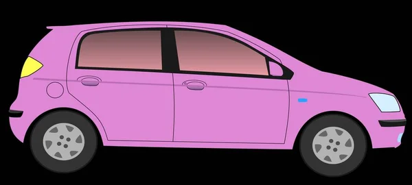 Векторная Иллюстрация Женского Розового Автомобиля — стоковый вектор