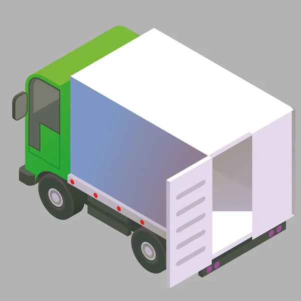 オープンボディの貨物三次元車 — ストックベクタ
