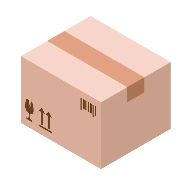 Caja Cartón Para Mercancías Con Símbolos — Archivo Imágenes Vectoriales