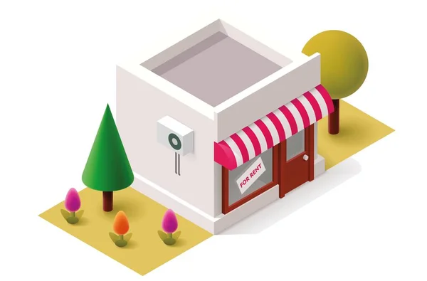 Bâtiment Boutique Avec Lit Fleurs — Image vectorielle