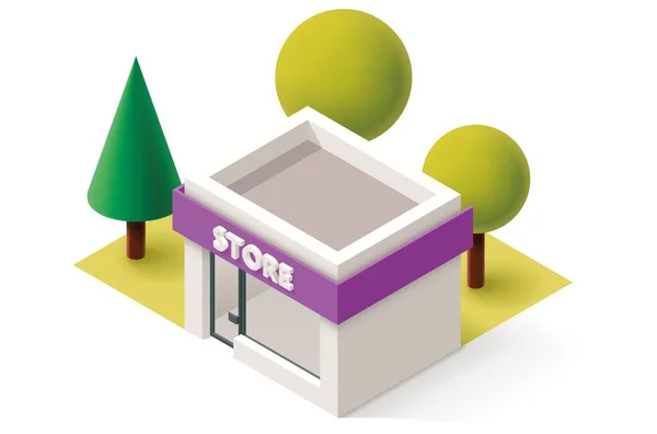 Malý Obchod Budova Stromy — Stockový vektor
