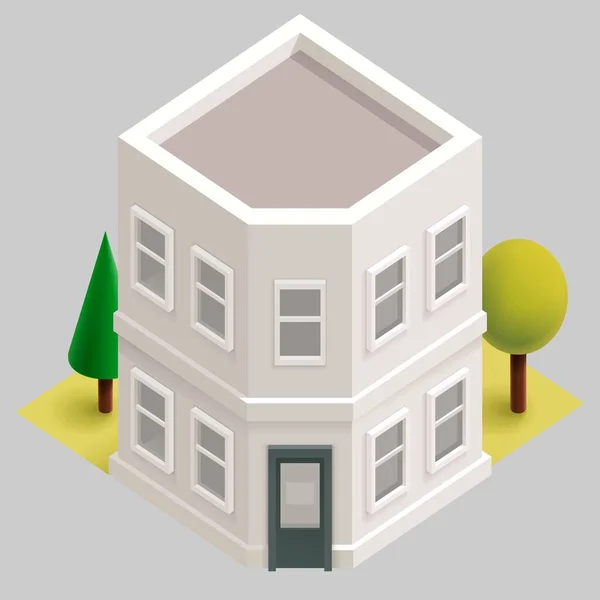 2階建ての住宅の等方五角形の家 — ストックベクタ