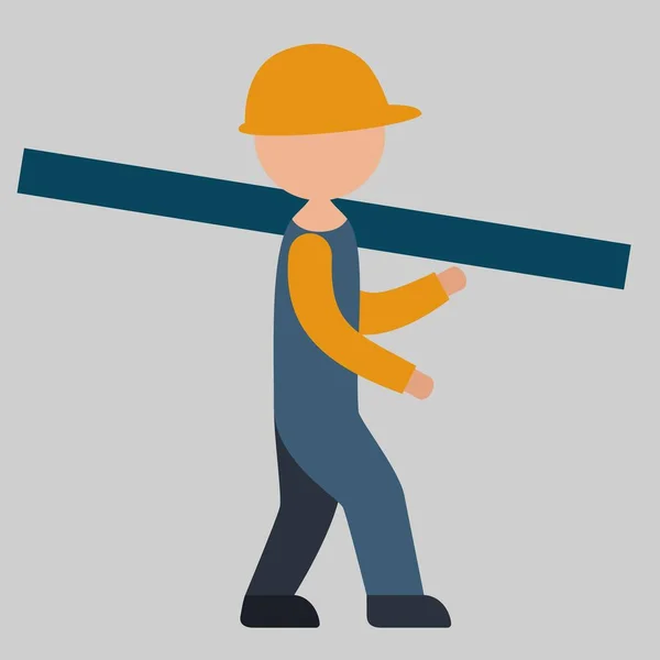 Construction Worker Hard Hat Carries Load — Stock Vector