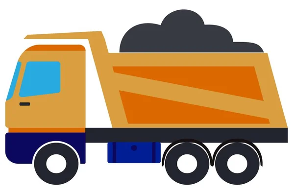 Orange Construction Dump Truck Takes Out Garbage — Stock Vector