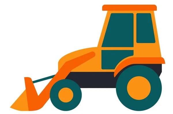 Bulldozer Naranja Con Ilustración Vectores Cubo — Vector de stock