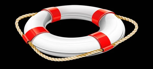 Red White Lifebuoy Rope — Stock Vector