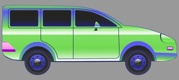 Passenger Car Blue Green Color Vector Illustration — Stock Vector