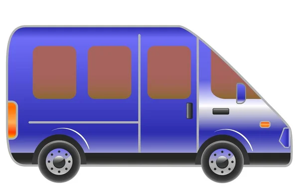 Blauer Passagier Minibus Vektor Illustration — Stockvektor