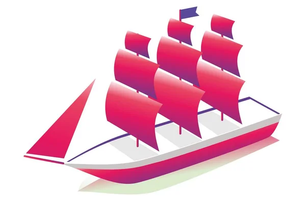 Červená Loď Model Plachetnice — Stockový vektor