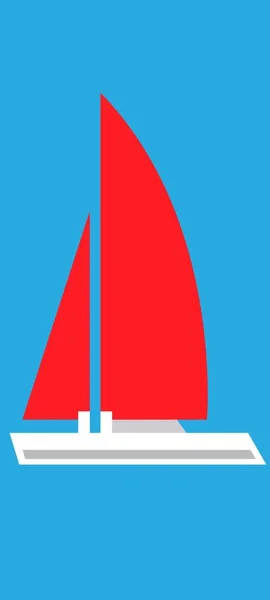 Sailboat Red Sails Vector Illustration — Stock Vector