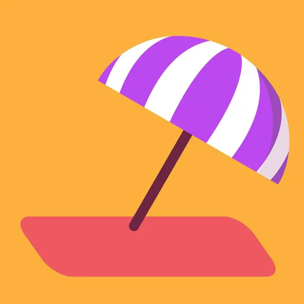 Barevný Plážový Deštník Podložkou — Stockový vektor