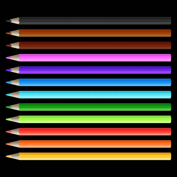 Set Colored Pencils Vector Illustration — Stock Vector