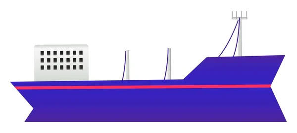 Cargo Ship Blue Color Vector Illustration — Stock Vector
