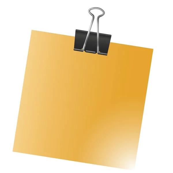 Žlutý Poznámkový Papír Klipem — Stockový vektor