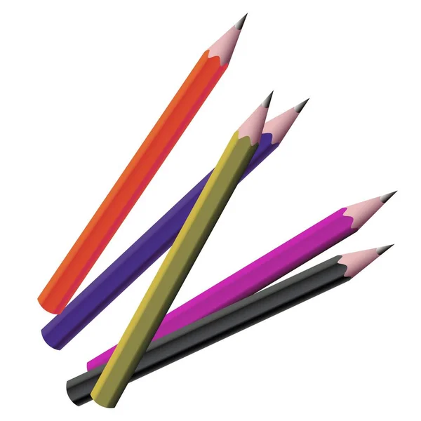 Five Drawing Pencils Vector Illustration — Stock Vector