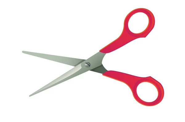 Open Red Scissors Cutting Paper — Stock Vector