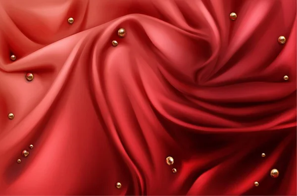 Hermoso Fondo Para Presentaciones Hechas Seda Roja Con Perlas — Archivo Imágenes Vectoriales