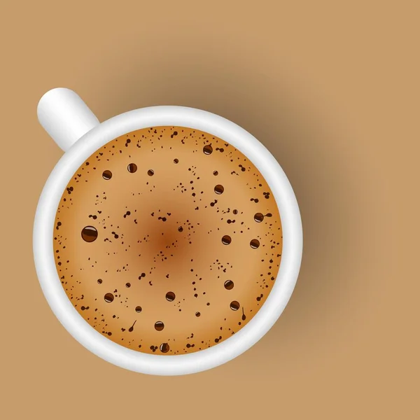 コーヒー泡の白いカップトップビュー — ストックベクタ