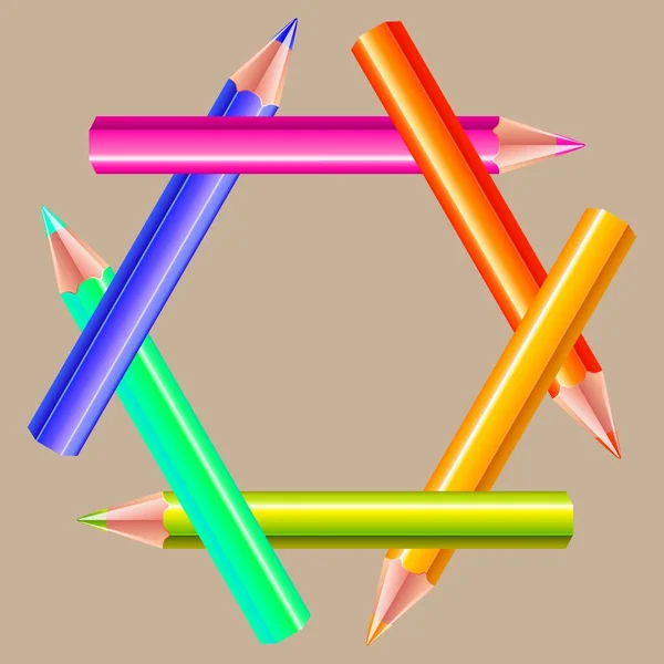 Crayons Couleur Pliés Hexagone — Image vectorielle