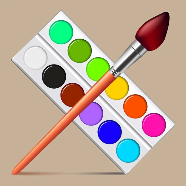 Palette Paints Brush — Stock Vector