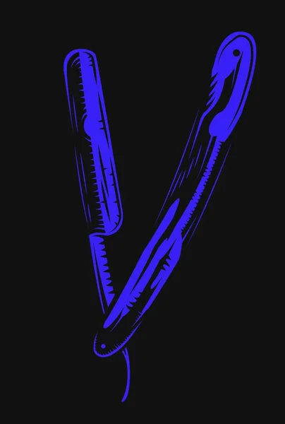 Прямая Бритва Логотип Синий — стоковый вектор