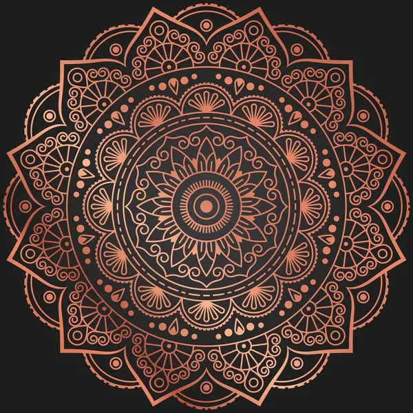 Motif Ornement Mandala Sur Fond Noir — Image vectorielle