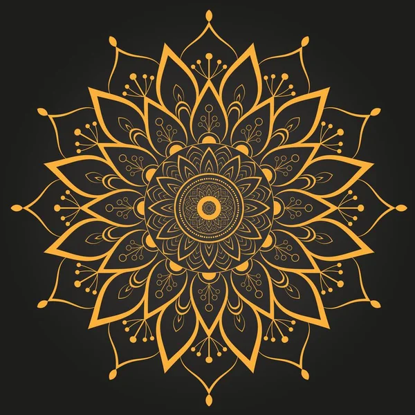 Patrón Ornamento Mandala Sobre Fondo Negro — Vector de stock