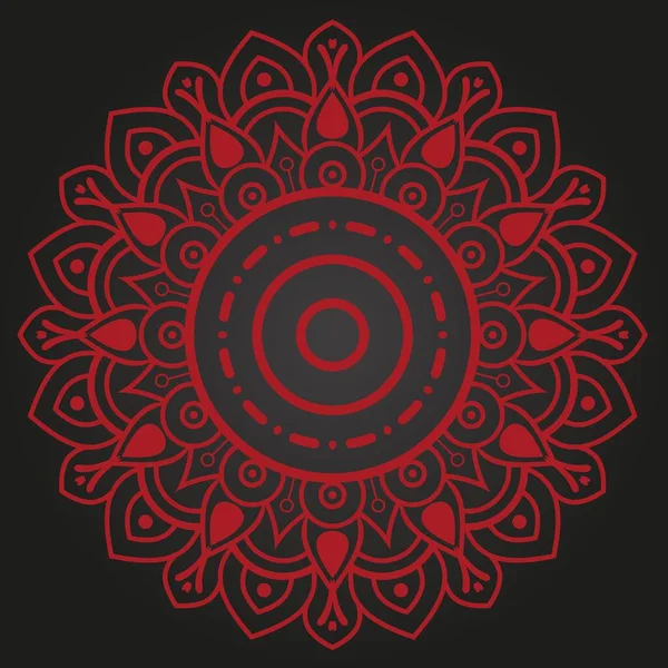 Motif Ornement Mandala Sur Fond Noir — Image vectorielle