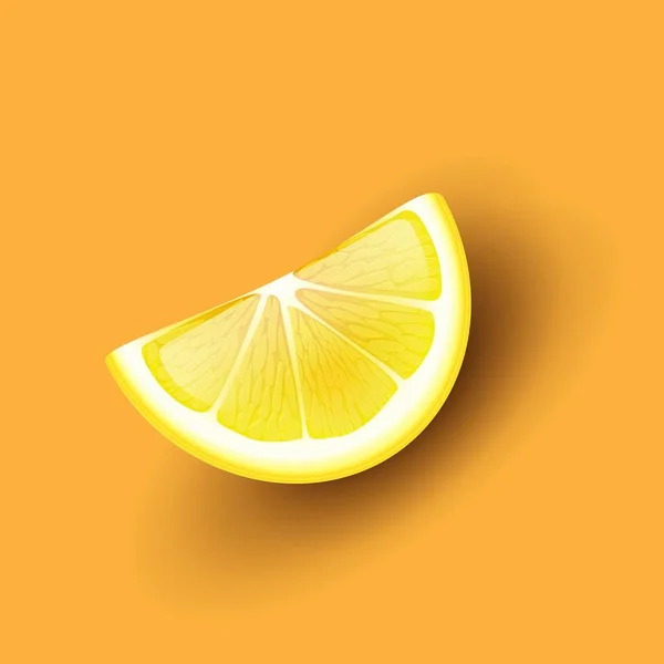 Fetta Limone Sfondo Arancione Vettoriale Illustrazione — Vettoriale Stock