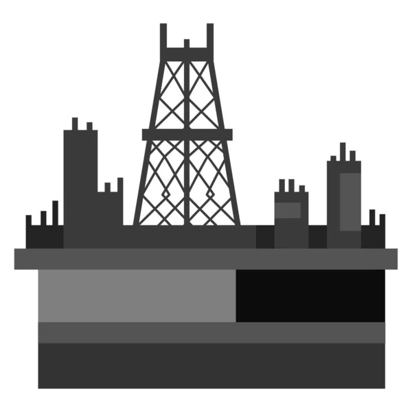 Ilustração Vetor Plataforma Petróleo Offshore —  Vetores de Stock
