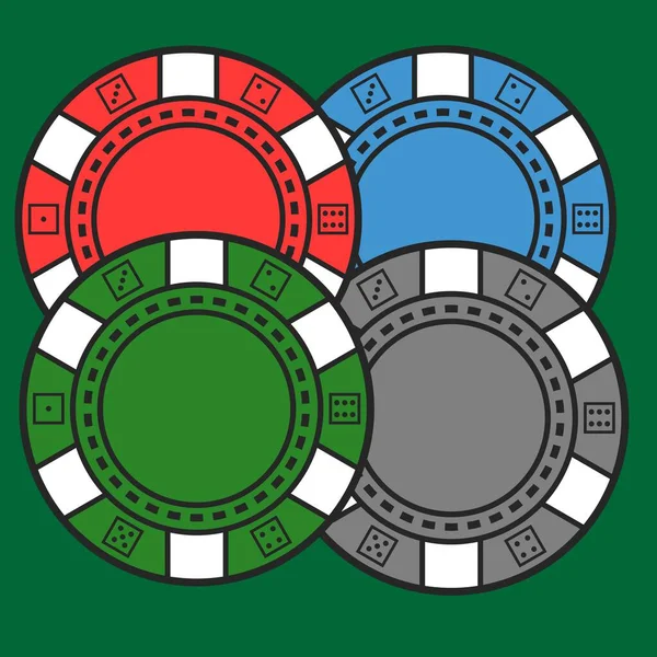 Kasino Čipy Zeleném Pozadí — Stockový vektor