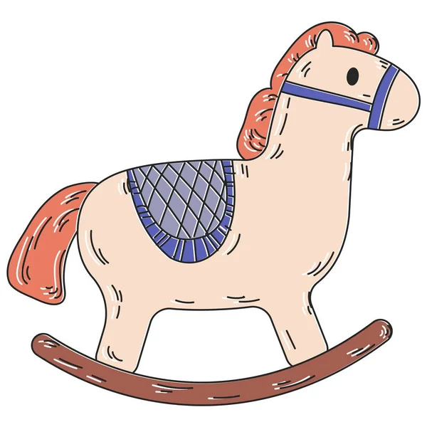 馬の子供のおもちゃのイラストをロッキング — ストックベクタ