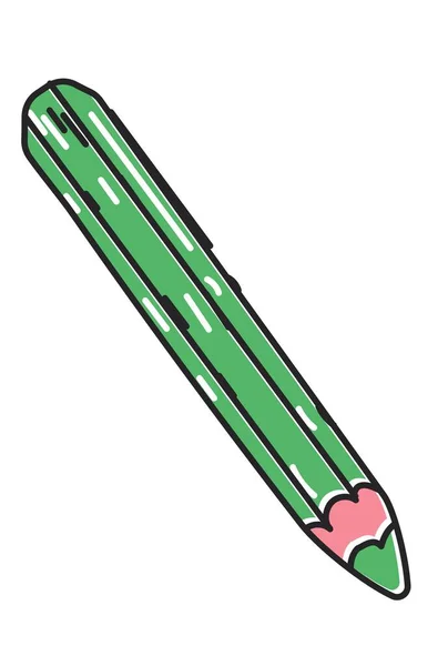 Zielony Ołówek Rysunek Wektor Ilustracja — Wektor stockowy