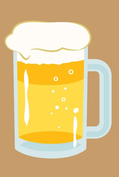 Caneca Com Ilustração Vetorial Espuma Cerveja — Vetor de Stock