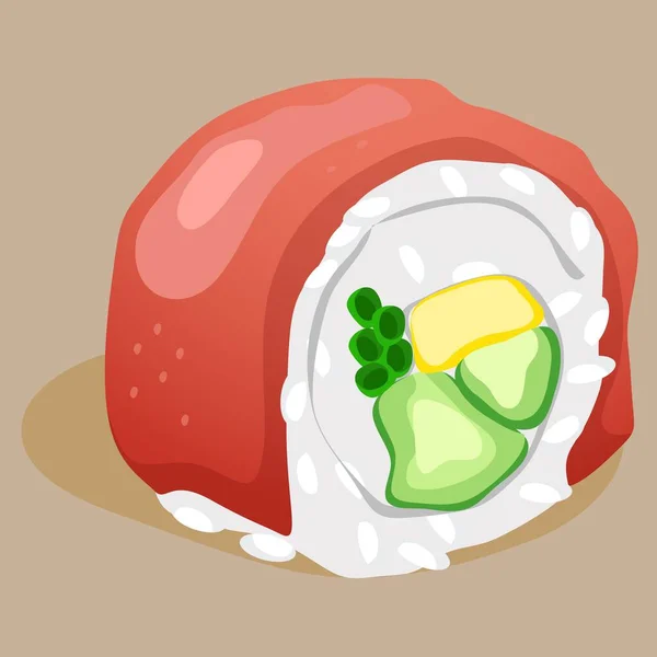 Sushi Mit Lachsvektorillustration — Stockvektor