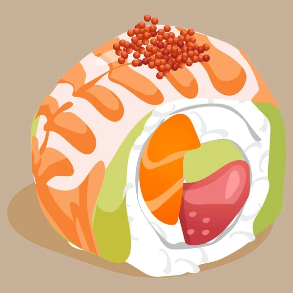 Sushi Con Ilustración Vectores Salmón — Vector de stock