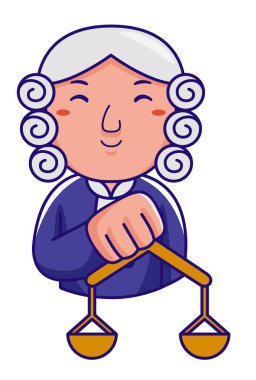 male judge in white wig with scales clipart