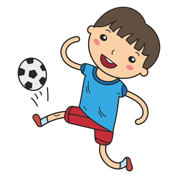 Niño Jugando Fútbol Con Una Pelota — Vector de stock