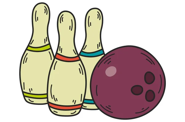Boule Bowling Avec Illustration Vectorielle Des Skittles — Image vectorielle