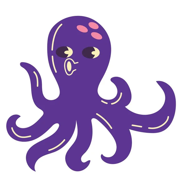 Cartoon Blue Octopus Vector Illustration — Stock Vector