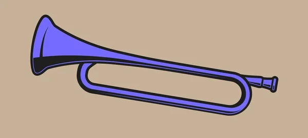 Instrumento Musical Trompete Azul Cor Vetor Ilustração — Vetor de Stock