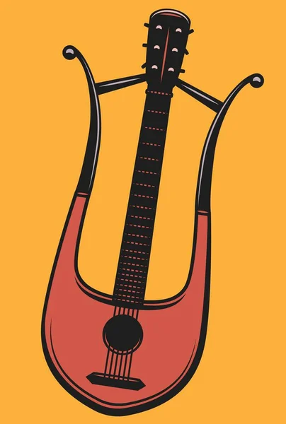 Folk Instrumento Musical Antigo Harpa Alaúde — Vetor de Stock