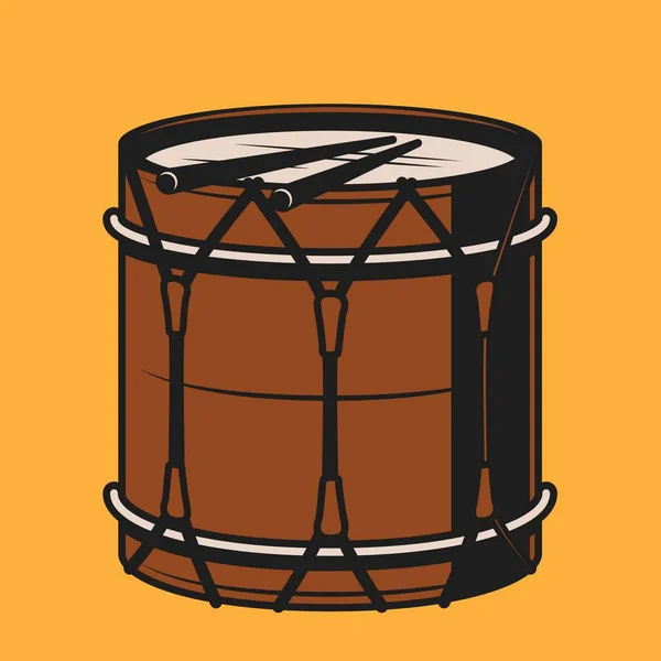Instrumento Musical Tambor Com Bastões Vector Illustratio — Vetor de Stock