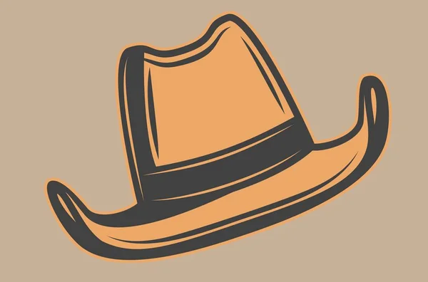 Brun Cowboy Hatt Ikon Logotyp — Stock vektor