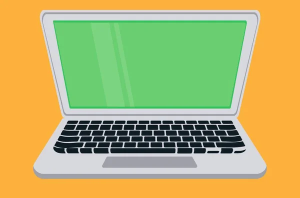 Laptop Zelené Obrazovky Pro Kancelářské Práce — Stockový vektor