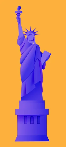 Μωβ Άγαλμα Της Ελευθερίας Πορτοκαλί Φόντο — Διανυσματικό Αρχείο