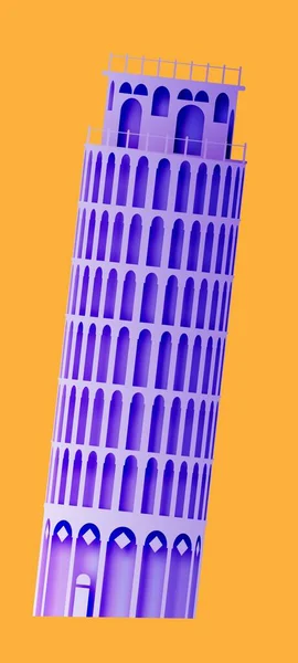 Фіолетова Пізанська Вежа Помаранчевому Фоні — стоковий вектор